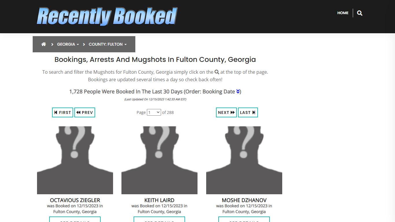 Recent bookings, Arrests, Mugshots in Fulton County, Georgia